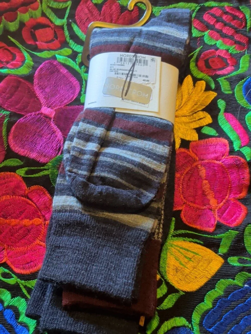 Nordstrom Men’s Crew Socks - Charcoal & Burgundy (3 Pack)